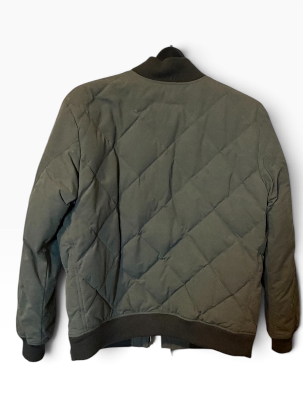 Eddie Bauer Skyliner 650 Down Olive Quilted Bomber Jacket Mens Size XL Full Zip - Picture 4 of 10
